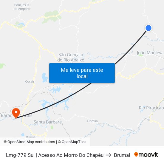 Lmg-779 Sul | Acesso Ao Morro Do Chapéu to Brumal map