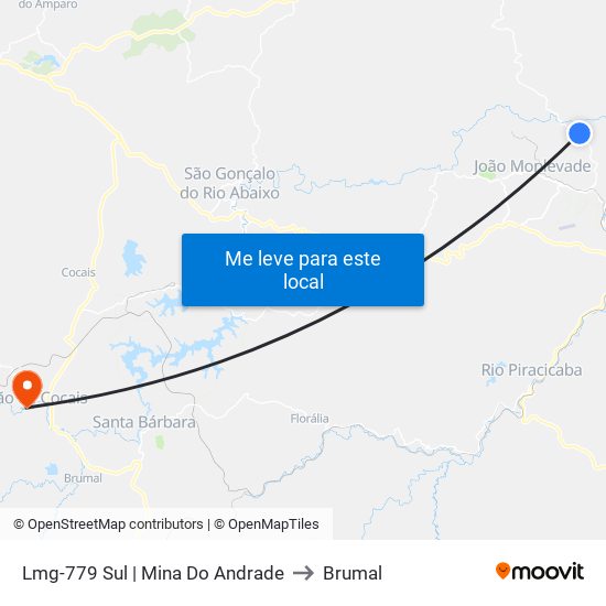 Lmg-779 Sul | Mina Do Andrade to Brumal map