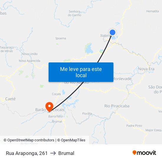 Rua Araponga, 261 to Brumal map