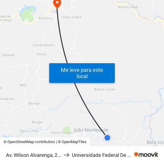 Av. Wilson Alvarenga, 2 | Pronto Atendimento to Universidade Federal De Itajubá - Campus Itabira map