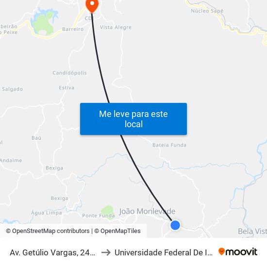 Av. Getúlio Vargas, 2459 | Delegacia/Uemg to Universidade Federal De Itajubá - Campus Itabira map