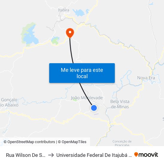 Rua Wilson De Souza, 678 to Universidade Federal De Itajubá - Campus Itabira map