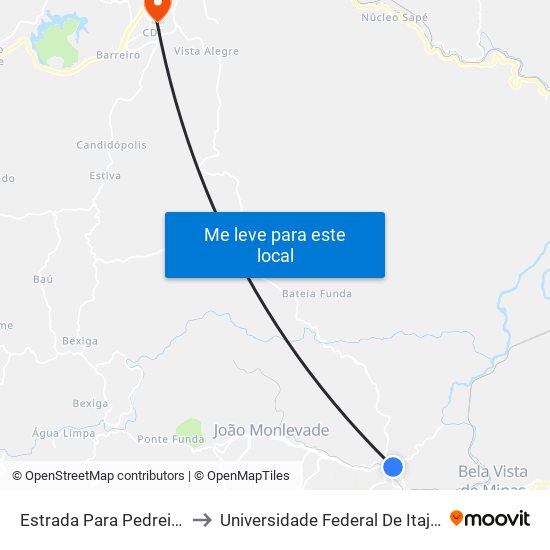 Estrada Para Pedreira, Oeste | Usina to Universidade Federal De Itajubá - Campus Itabira map
