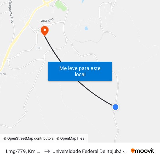 Lmg-779, Km 4,5 Norte to Universidade Federal De Itajubá - Campus Itabira map