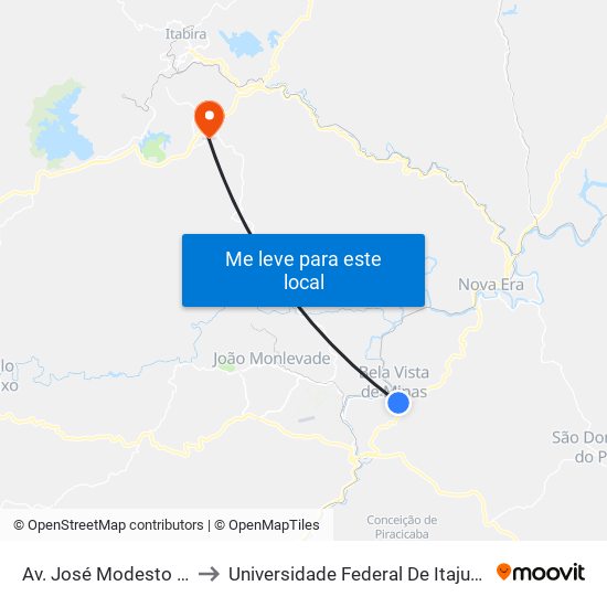 Av. José Modesto De Ávila, 785 to Universidade Federal De Itajubá - Campus Itabira map