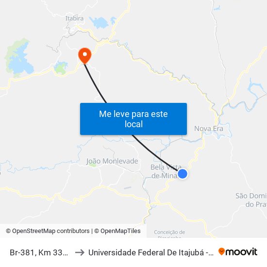 Br-381, Km 339,7 Norte to Universidade Federal De Itajubá - Campus Itabira map