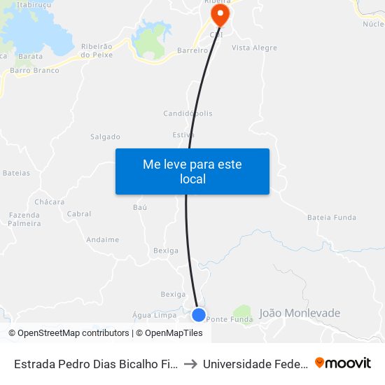 Estrada Pedro Dias Bicalho Filho, 3001 | Ponto Final De Santa Rita De Pacas to Universidade Federal De Itajubá - Campus Itabira map