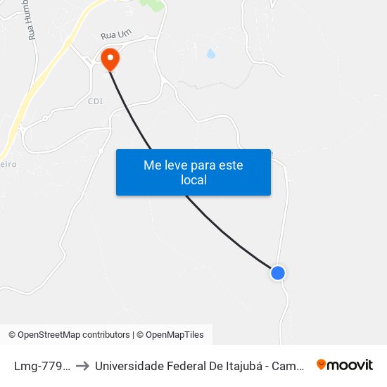 Lmg-779 Sul to Universidade Federal De Itajubá - Campus Itabira map