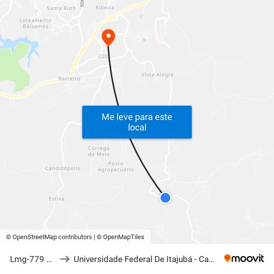 Lmg-779 Norte to Universidade Federal De Itajubá - Campus Itabira map