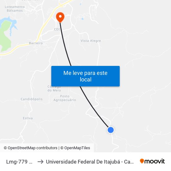 Lmg-779 Norte to Universidade Federal De Itajubá - Campus Itabira map