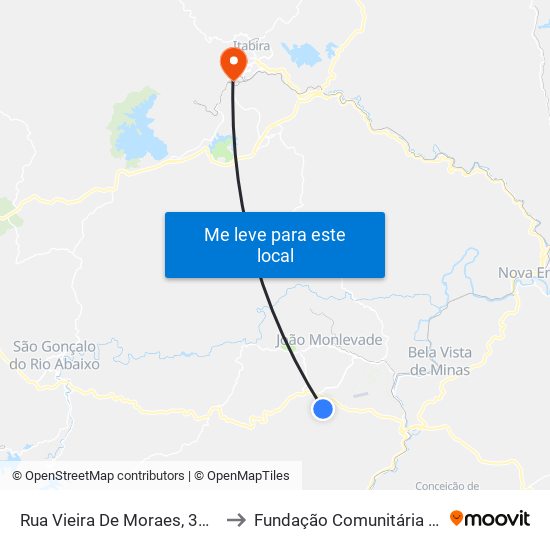 Rua Vieira De Moraes, 31 | Ponto Final Do Estrela D’Alva to Fundação Comunitária De Ensino Superior De Itabira map