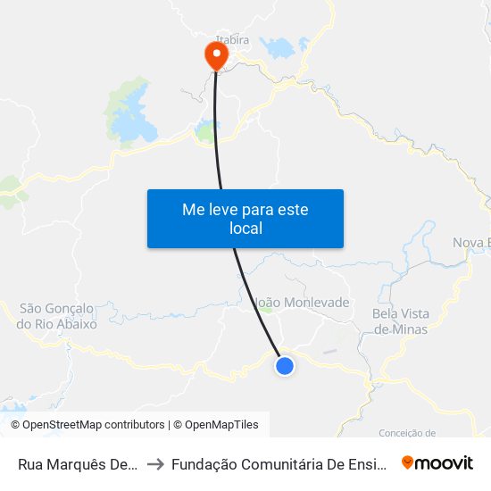 Rua Marquês De Maricá, 340 to Fundação Comunitária De Ensino Superior De Itabira map