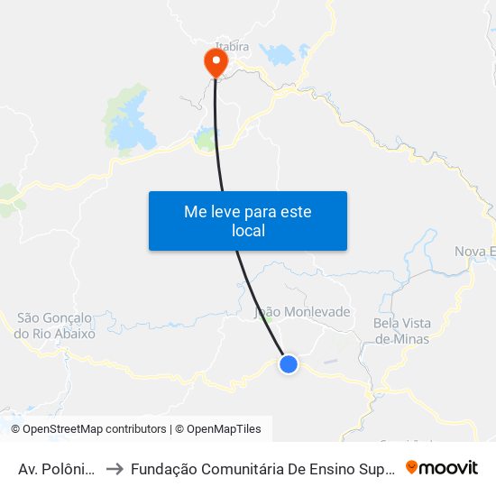 Av. Polônia, 230 to Fundação Comunitária De Ensino Superior De Itabira map