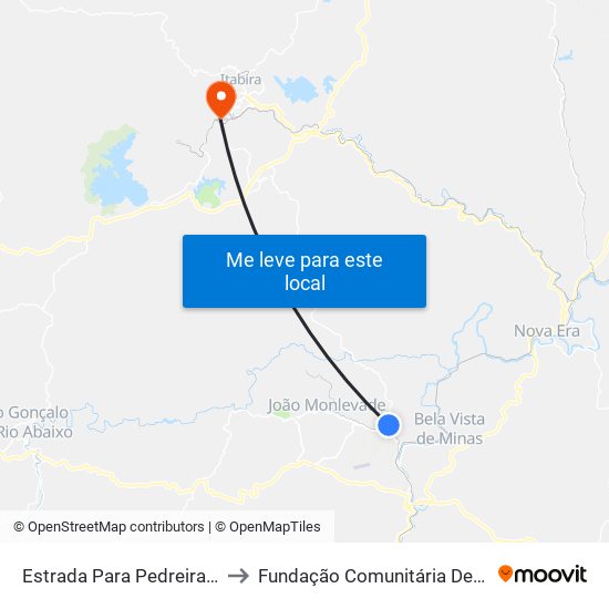 Estrada Para Pedreira, Oeste | Entr. Lmg-779 to Fundação Comunitária De Ensino Superior De Itabira map