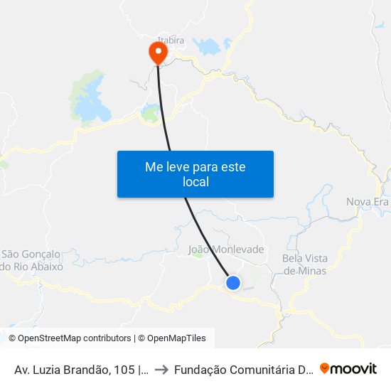 Av. Luzia Brandão, 105 | Emip - E.M. Israel Pinheiro to Fundação Comunitária De Ensino Superior De Itabira map