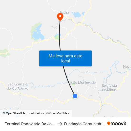 Terminal Rodoviário De João Monlevade | Linhas Intermunicipais to Fundação Comunitária De Ensino Superior De Itabira map
