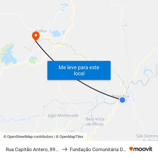 Rua Capitão Antero, 89 | Auto Mecânica Do Mário to Fundação Comunitária De Ensino Superior De Itabira map