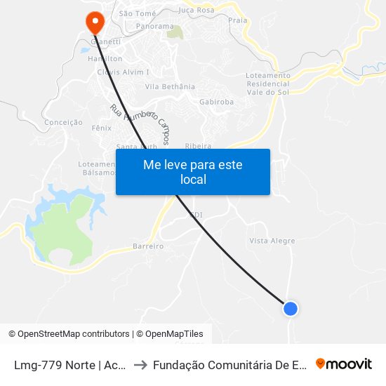 Lmg-779 Norte | Acesso A Canta Galo to Fundação Comunitária De Ensino Superior De Itabira map