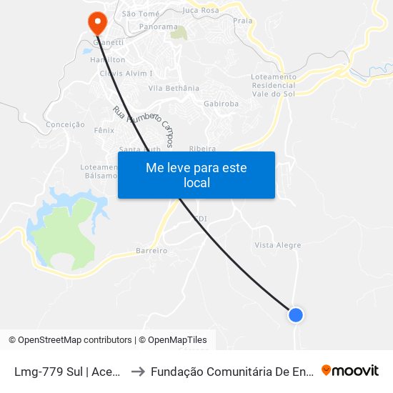 Lmg-779 Sul | Acesso A Canta Galo to Fundação Comunitária De Ensino Superior De Itabira map