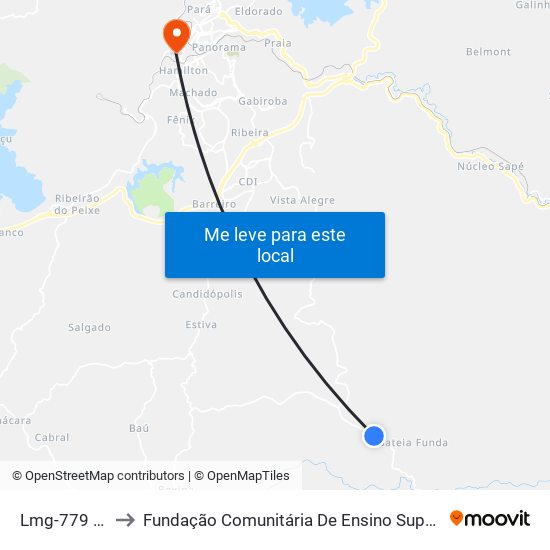 Lmg-779 Norte to Fundação Comunitária De Ensino Superior De Itabira map