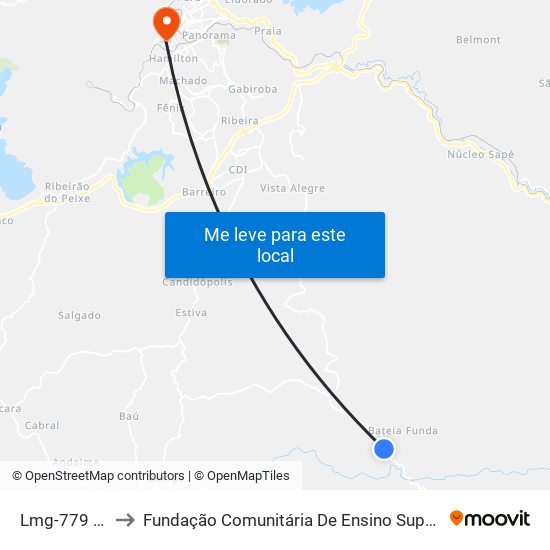 Lmg-779 Norte to Fundação Comunitária De Ensino Superior De Itabira map