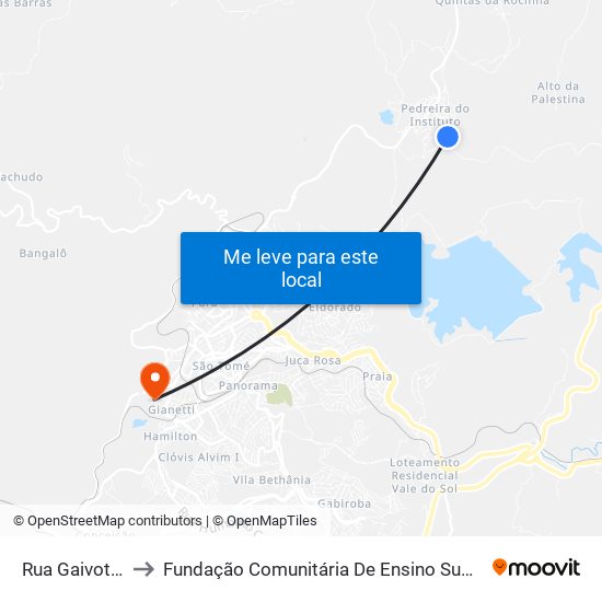 Rua Gaivota, 524 to Fundação Comunitária De Ensino Superior De Itabira map