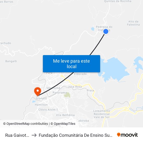 Rua Gaivota, 275 to Fundação Comunitária De Ensino Superior De Itabira map