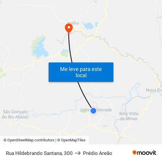 Rua Hildebrando Santana, 300 to Prédio Areão map