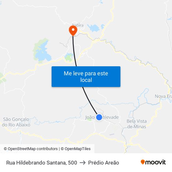 Rua Hildebrando Santana, 500 to Prédio Areão map