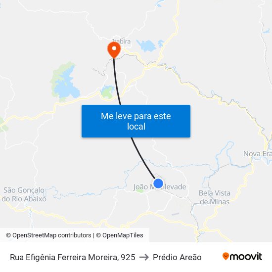 Rua Efigênia Ferreira Moreira, 925 to Prédio Areão map