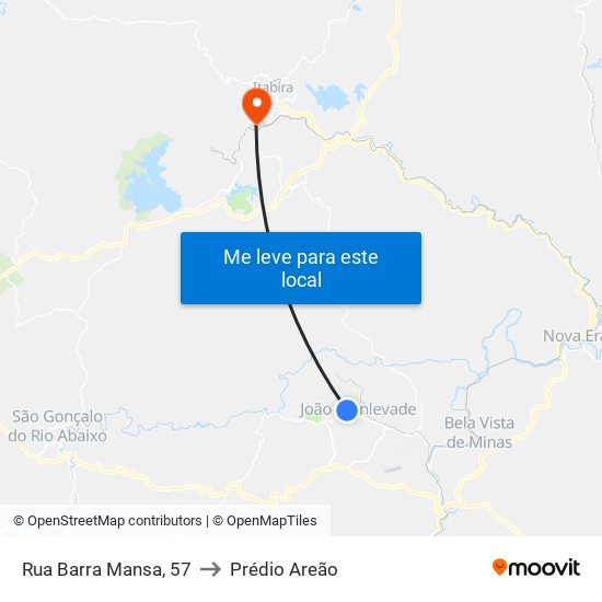 Rua Barra Mansa, 57 to Prédio Areão map