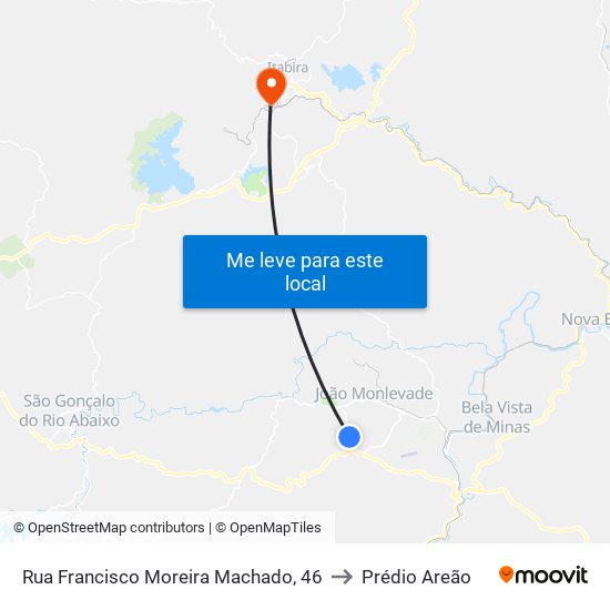 Rua Francisco Moreira Machado, 46 to Prédio Areão map