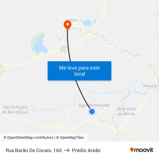 Rua Barão De Cocais, 160 to Prédio Areão map