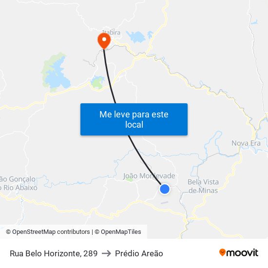 Rua Belo Horizonte, 289 to Prédio Areão map