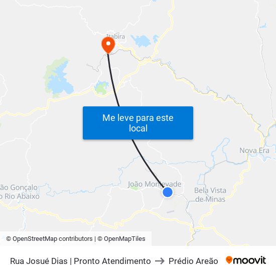 Rua Josué Dias | Pronto Atendimento to Prédio Areão map