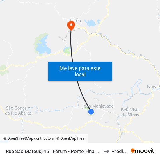 Rua São Mateus, 45 | Fórum - Ponto Final Da Linha 152 No Santa Bárbara to Prédio Areão map