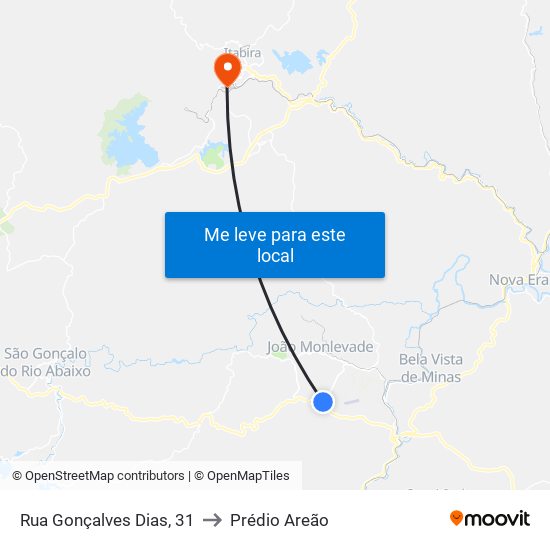 Rua Gonçalves Dias, 31 to Prédio Areão map