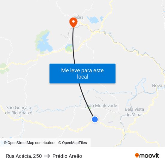 Rua Acácia, 250 to Prédio Areão map