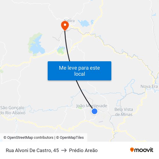 Rua Alvoni De Castro, 45 to Prédio Areão map