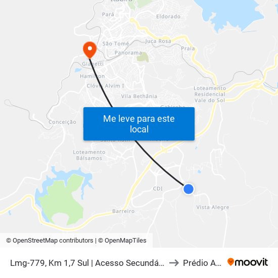 Lmg-779, Km 1,7 Sul | Acesso Secundário Ao C.D.I. to Prédio Areão map