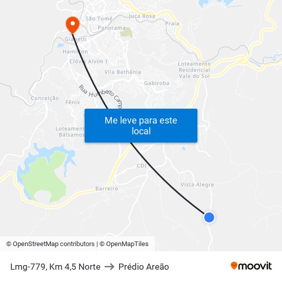 Lmg-779, Km 4,5 Norte to Prédio Areão map