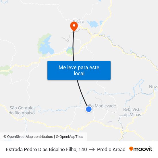 Estrada Pedro Dias Bicalho Filho, 140 to Prédio Areão map