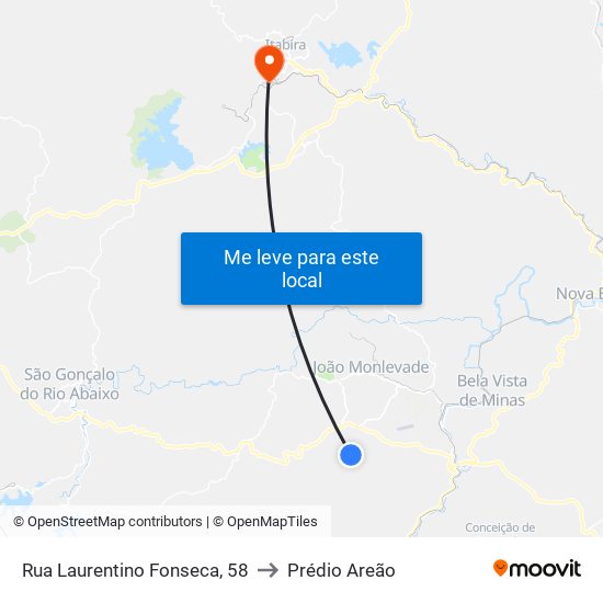 Rua Laurentino Fonseca, 58 to Prédio Areão map