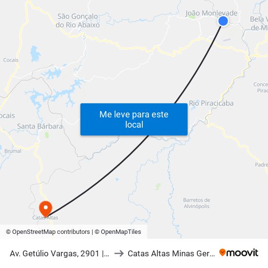 Av. Getúlio Vargas, 2901 | Posto Ale to Catas Altas Minas Gerais Brazil map