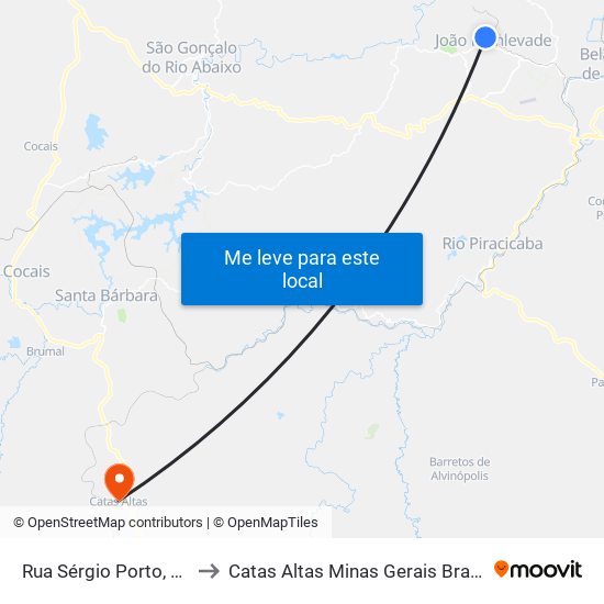 Rua Sérgio Porto, 21 to Catas Altas Minas Gerais Brazil map