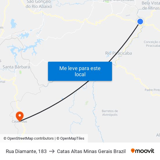 Rua Diamante, 183 to Catas Altas Minas Gerais Brazil map