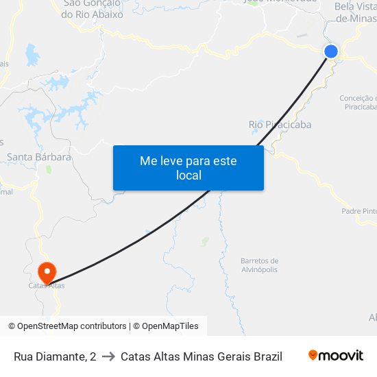 Rua Diamante, 2 to Catas Altas Minas Gerais Brazil map