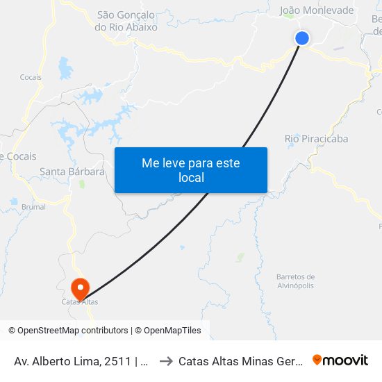 Av. Alberto Lima, 2511 | Embraterr to Catas Altas Minas Gerais Brazil map