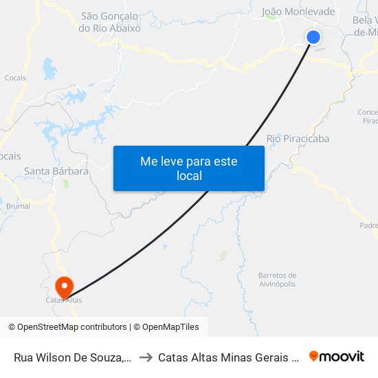 Rua Wilson De Souza, 389 to Catas Altas Minas Gerais Brazil map