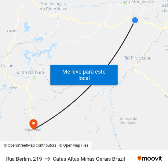 Rua Berlim, 219 to Catas Altas Minas Gerais Brazil map